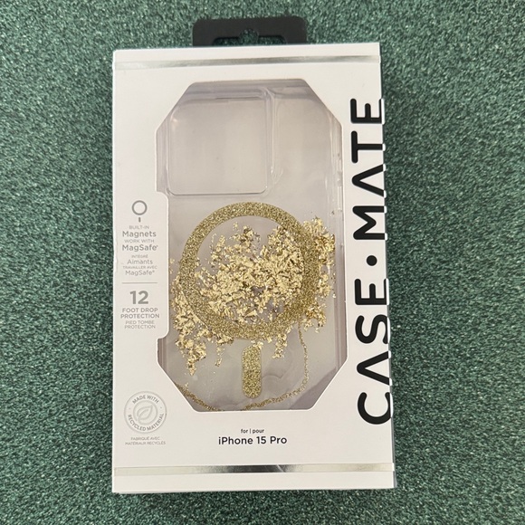 case-mate Other - Case-Mate Glitter Gold iPhone 15 Pro Case